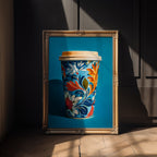 Floral Coffee Cup Art Print – Bold Folk - Inspired Kitchen Wall Decor - Just Great Posters