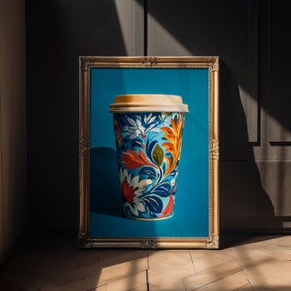 Floral Coffee Cup Art Print – Bold Folk - Inspired Kitchen Wall Decor - Just Great Posters