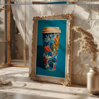 Floral Coffee Cup Art Print – Bold Folk - Inspired Kitchen Wall Decor - Just Great Posters