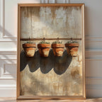 Terracotta Quartet – Minimalist Potted Plant Study - Just Great Posters