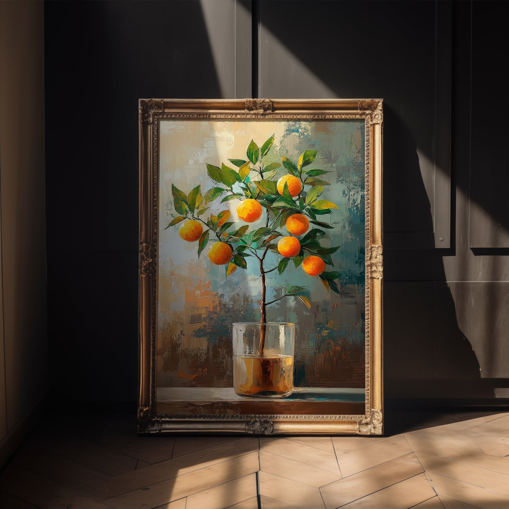 Orange Blossom Branch – Vibrant Still Life Painting - Just Great Posters