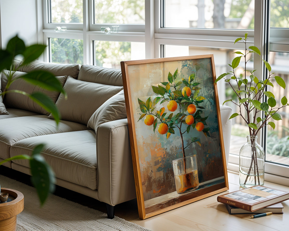 Orange Blossom Branch – Vibrant Still Life Painting - Just Great Posters