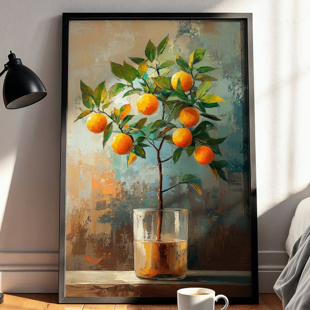 Orange Blossom Branch – Vibrant Still Life Painting - Just Great Posters