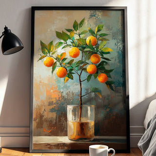 Orange Blossom Branch – Vibrant Still Life Painting - Just Great Posters