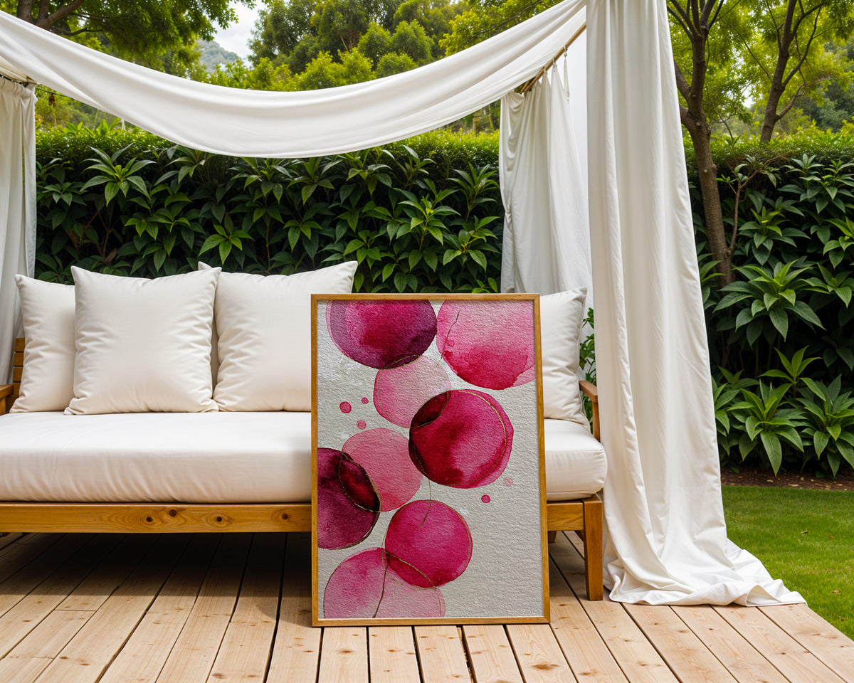 Pink Watercolor Circles Poster – Abstract Modern Wall Art Print - Just Great Posters