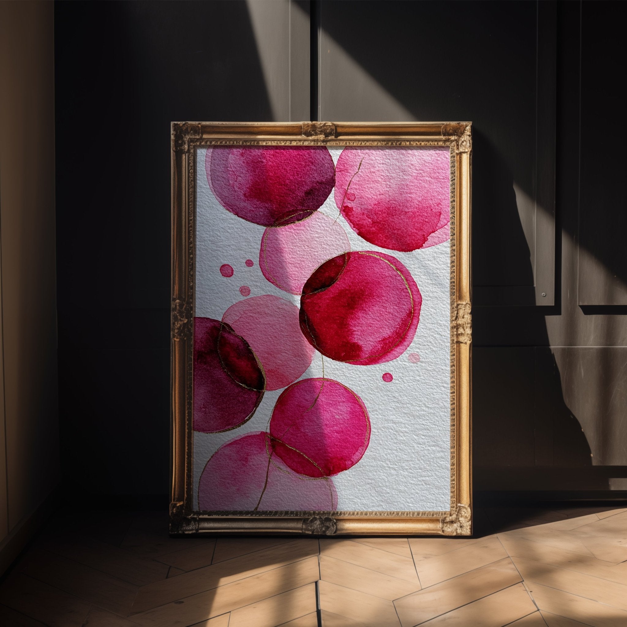 Pink Watercolor Circles Poster – Abstract Modern Wall Art Print - Just Great Posters