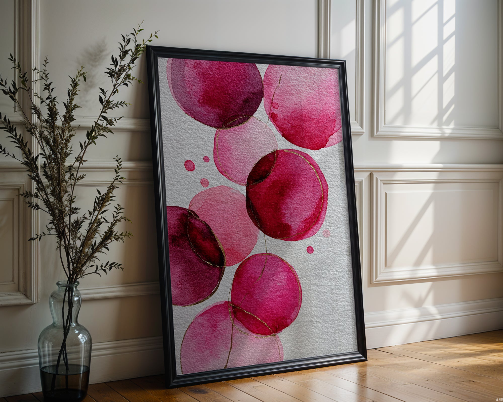 Pink Watercolor Circles Poster – Abstract Modern Wall Art Print - Just Great Posters