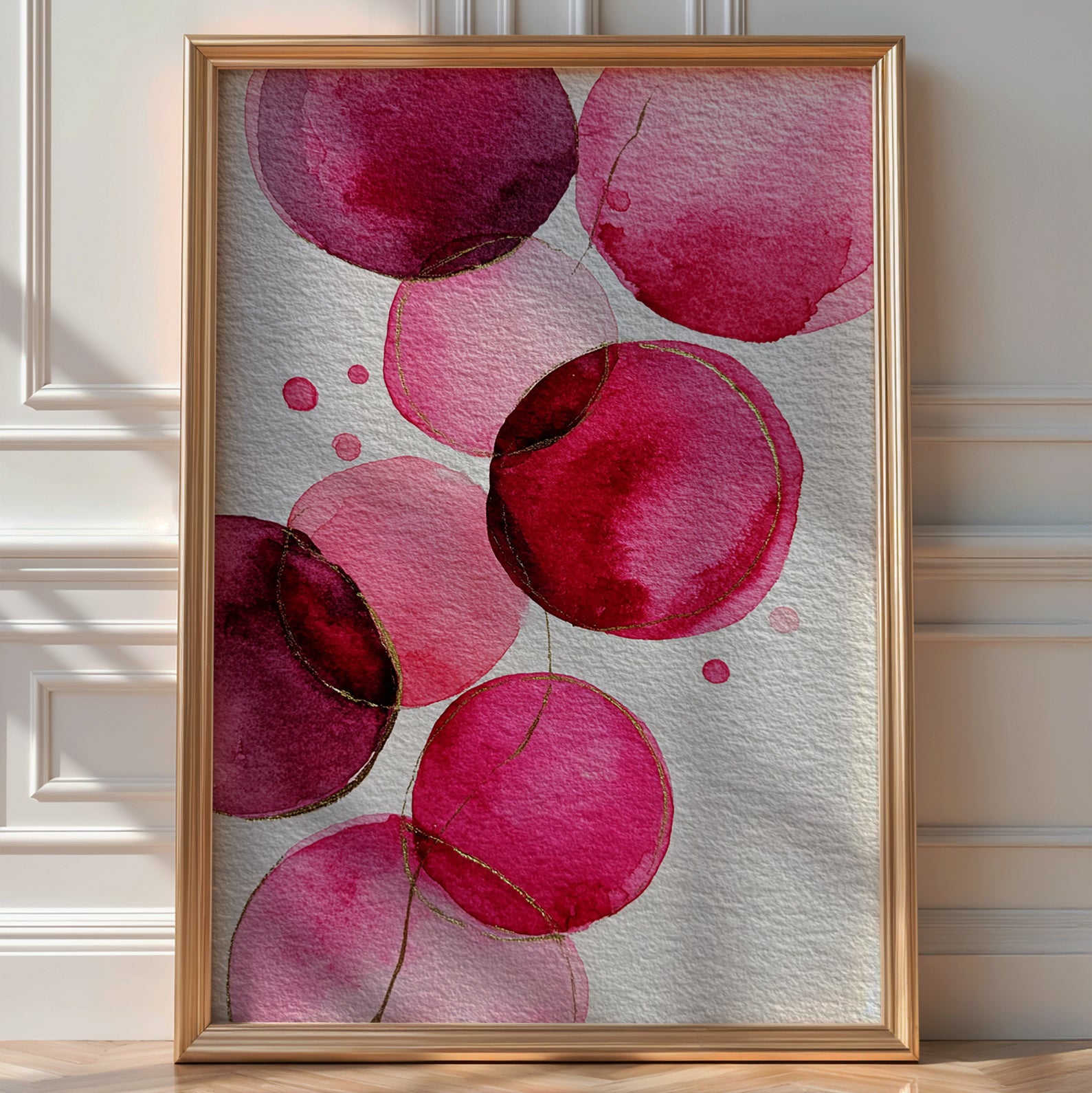 Pink Watercolor Circles Poster – Abstract Modern Wall Art Print - Just Great Posters