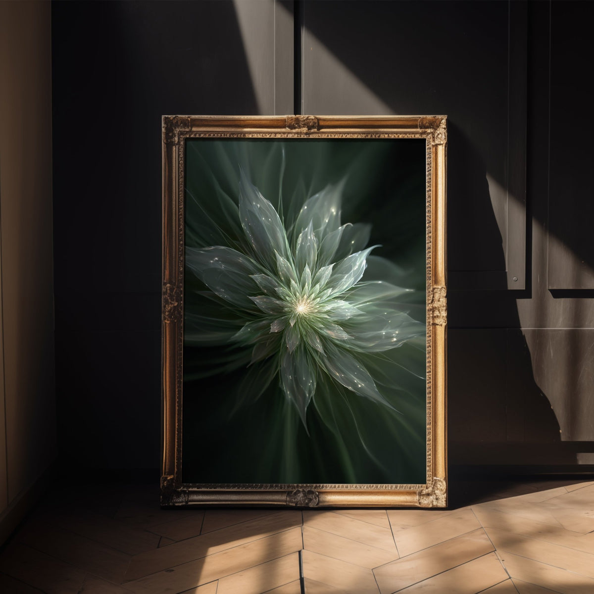Close-up view of the Ethereal Green Bloom poster
