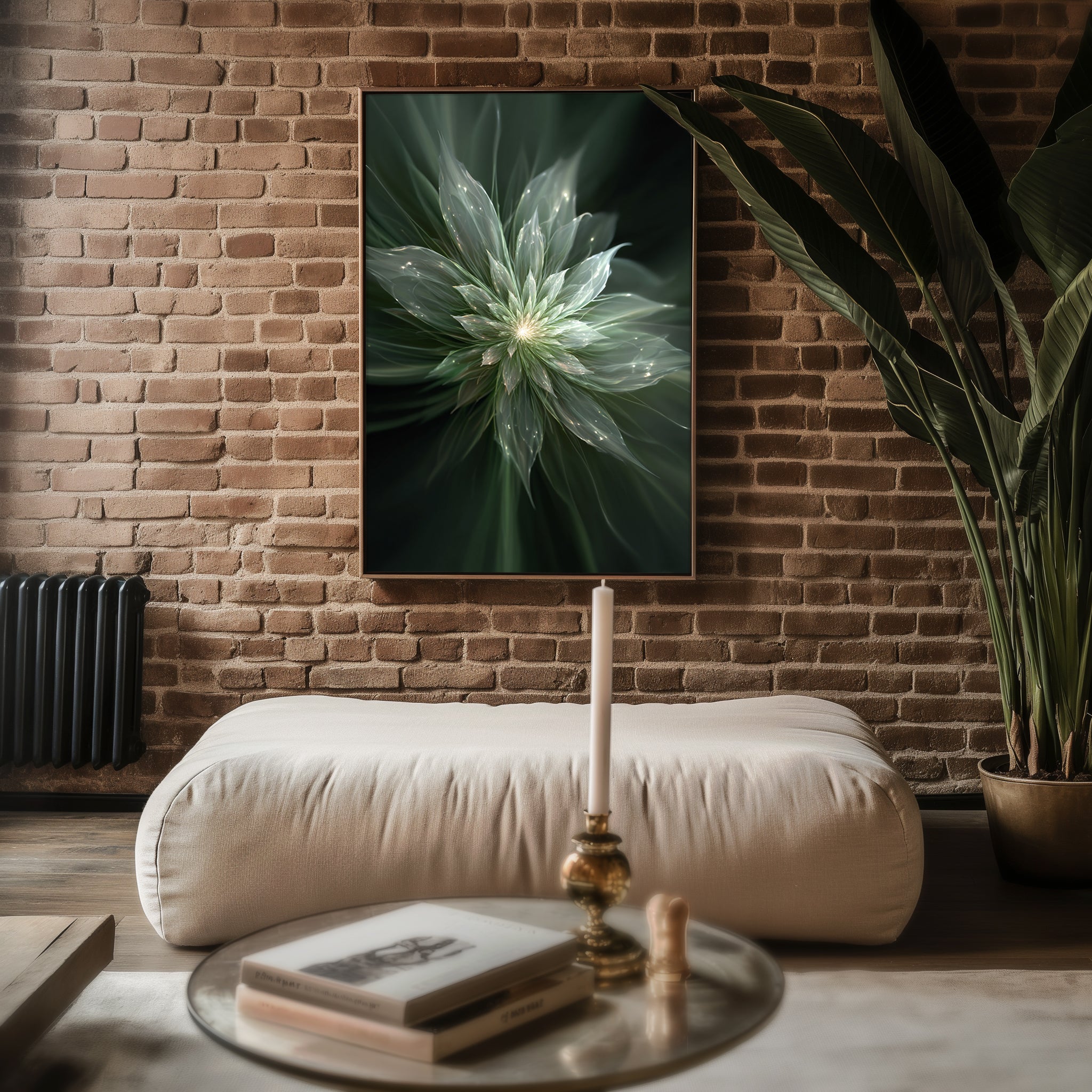 Ethereal Green Bloom poster shown in an alternative frame style