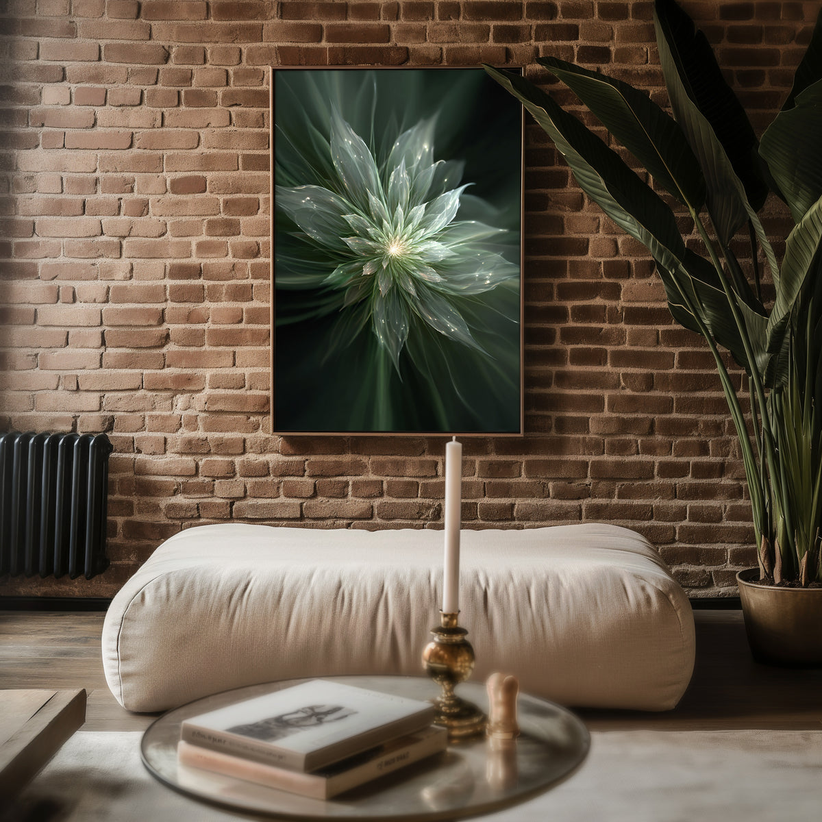 Ethereal Green Bloom poster shown in an alternative frame style