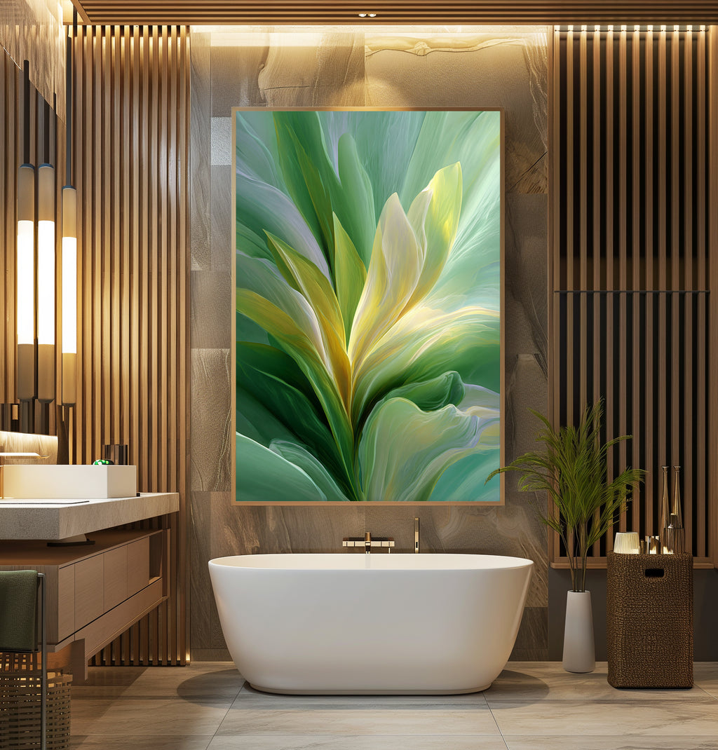 Verdant Light poster mockup in a modern room setting