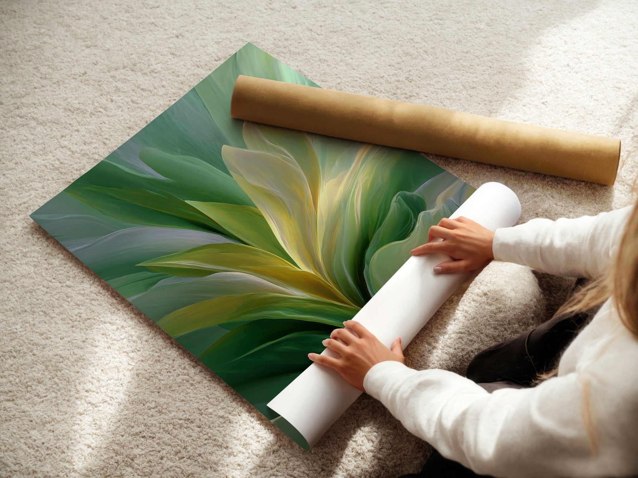 Verdant Light poster displayed in a styled room setting