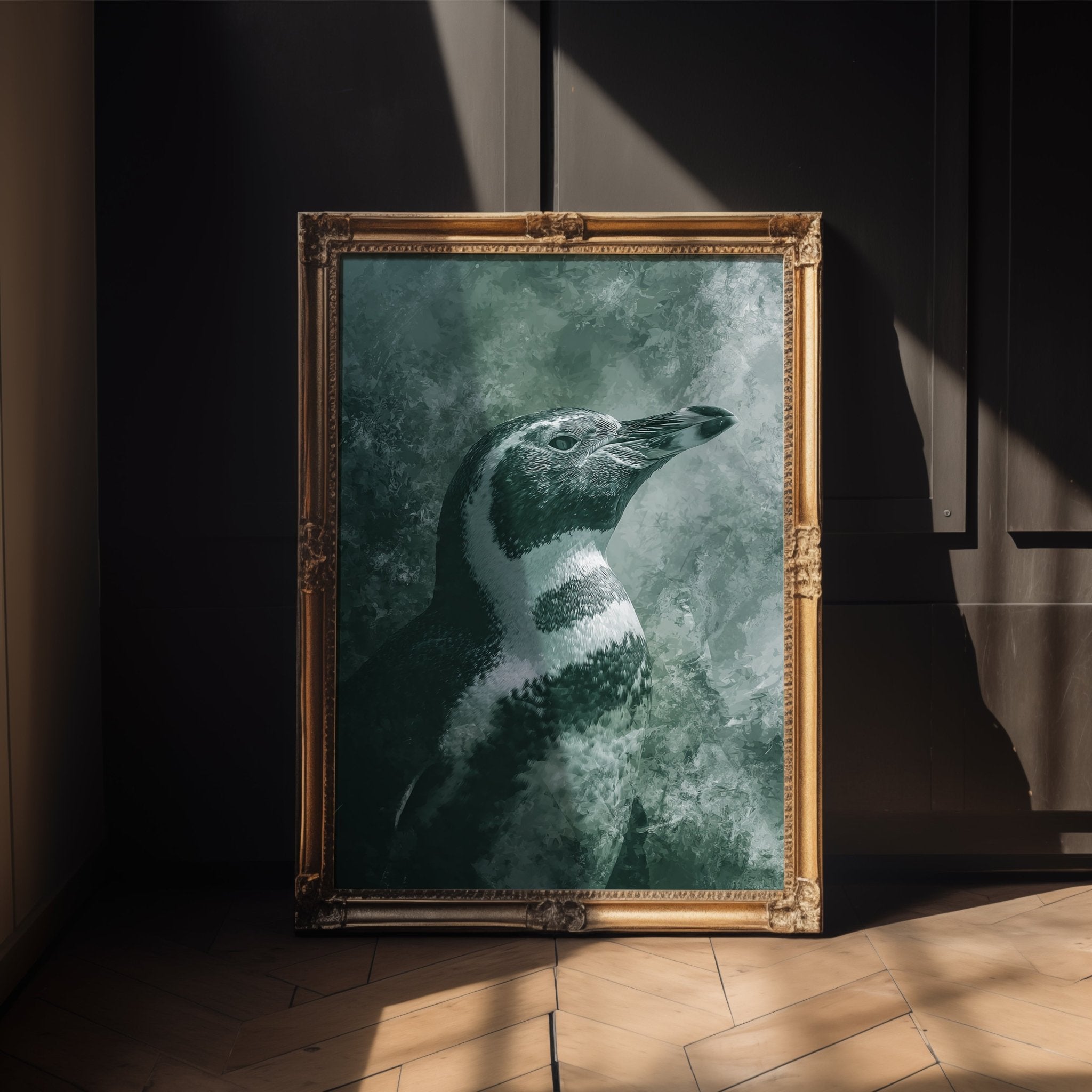 Close-up view of the Penguin Portrait poster