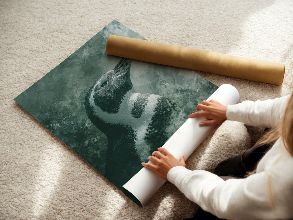 Penguin Portrait poster displayed in a styled room setting