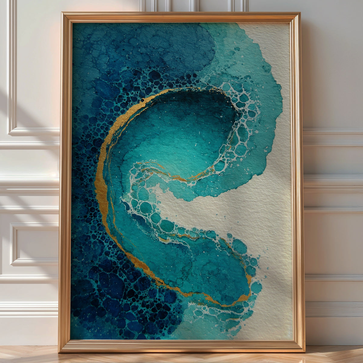 Oceanic Teal Bubble Abstract – Bold Watercolor Wall Art Print - Just Great Posters