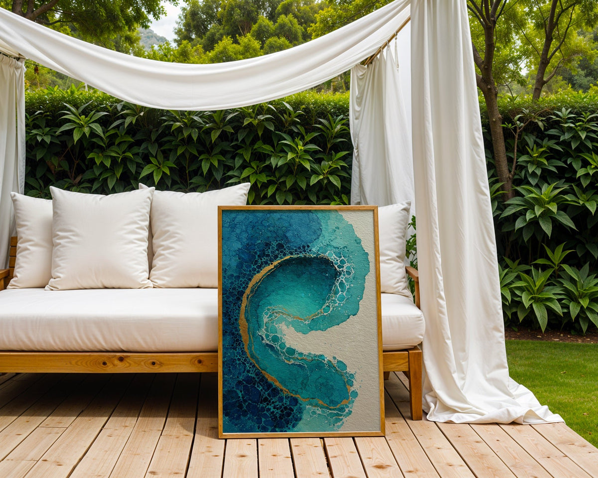 Oceanic Teal Bubble Abstract – Bold Watercolor Wall Art Print - Just Great Posters