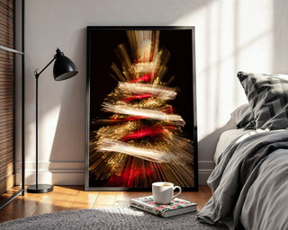 Christmas Tree Light Burst Print – Bold Festive Wall Art with Holiday Sparkle - Just Great Posters