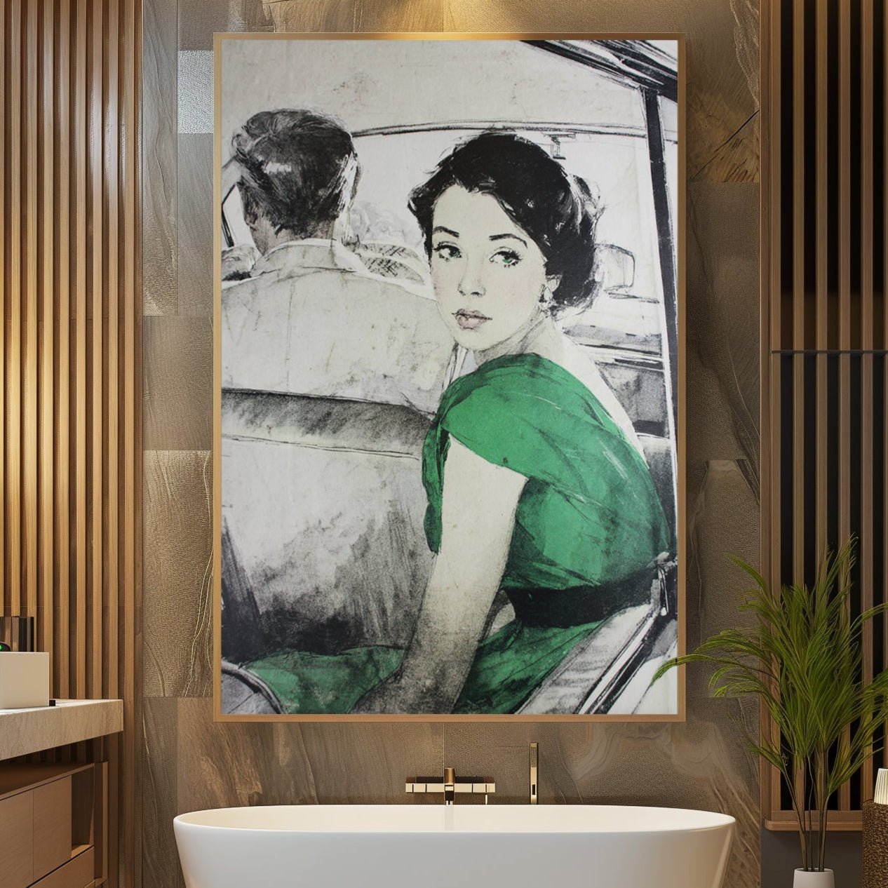 Retro Lady in Taxi Art Print - Just Great Posters