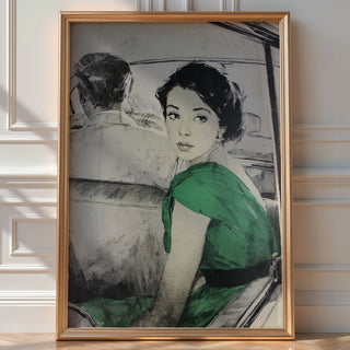 Retro Lady in Taxi Art Print - Just Great Posters