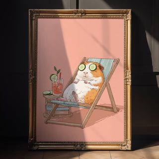 Spa Day Guinea Pig – Funny Relaxation Wall Art Print - Just Great Posters