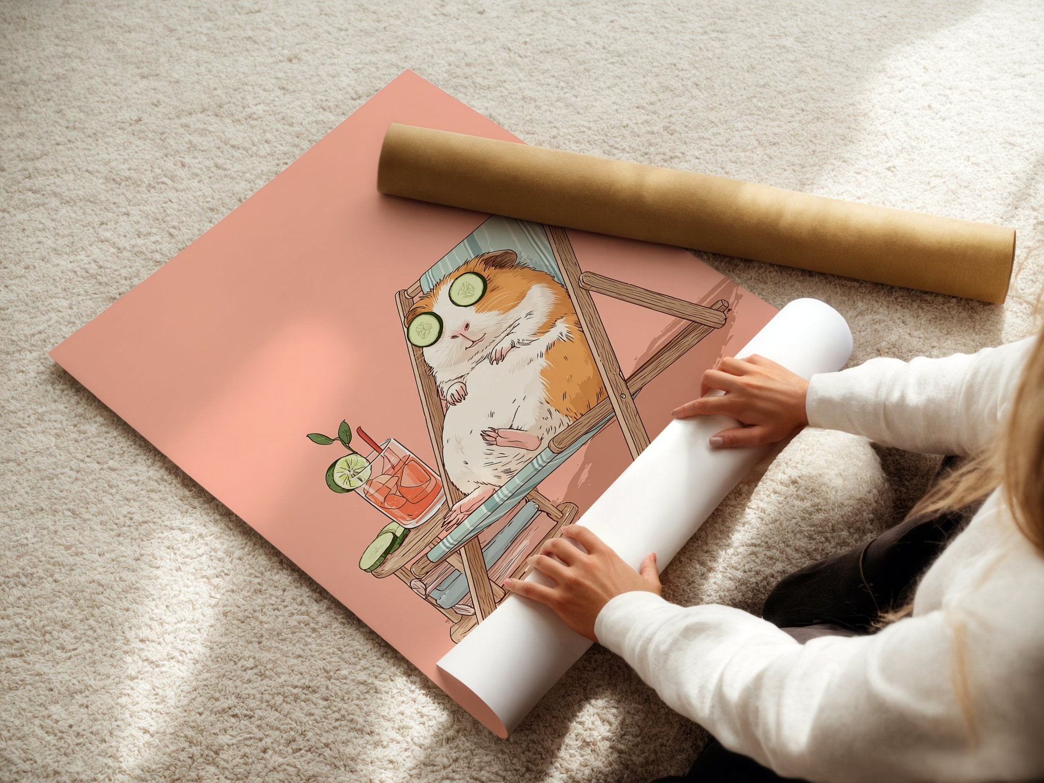 Spa Day Guinea Pig – Funny Relaxation Wall Art Print - Just Great Posters