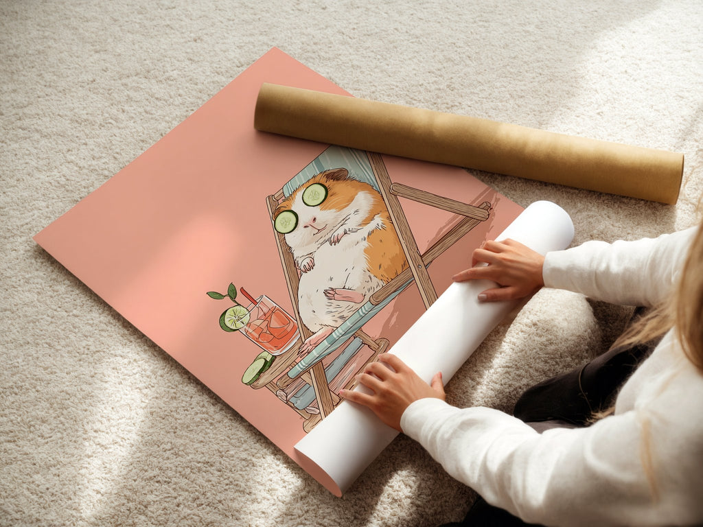 Spa Day Guinea Pig – Funny Relaxation Wall Art Print - Just Great Posters