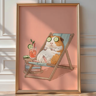 Spa Day Guinea Pig – Funny Relaxation Wall Art Print - Just Great Posters