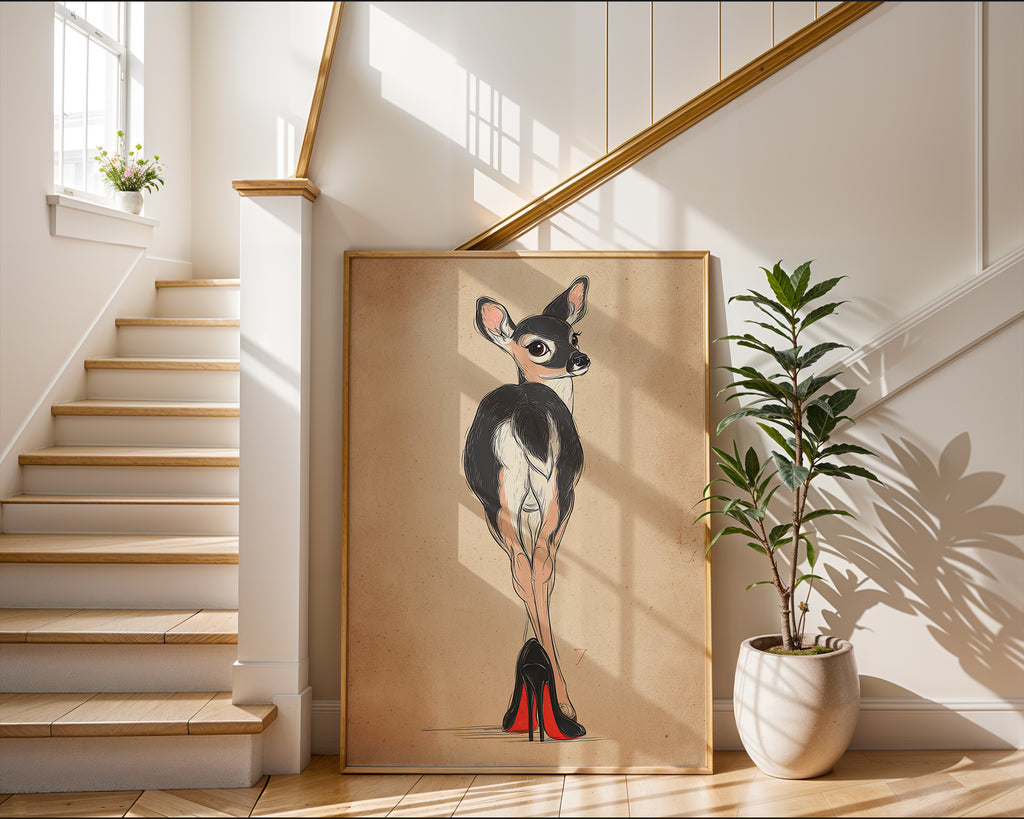 Deer in Heels – Fashionista Woodland Print with a Twist - Just Great Posters