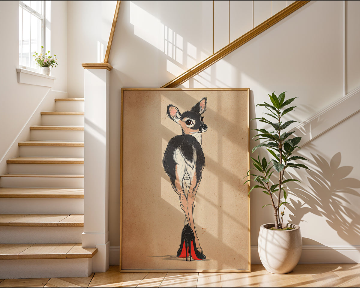 Deer in Heels – Fashionista Woodland Print with a Twist - Just Great Posters