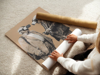 Banksy‑Style Satire: VR‑Goggles Grandpa Duo - Just Great Posters