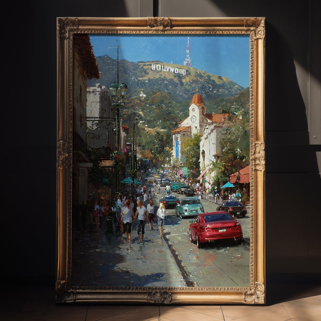 Hollywood Street Life – Vibrant LA Cityscape Wall Art Print - Just Great Posters
