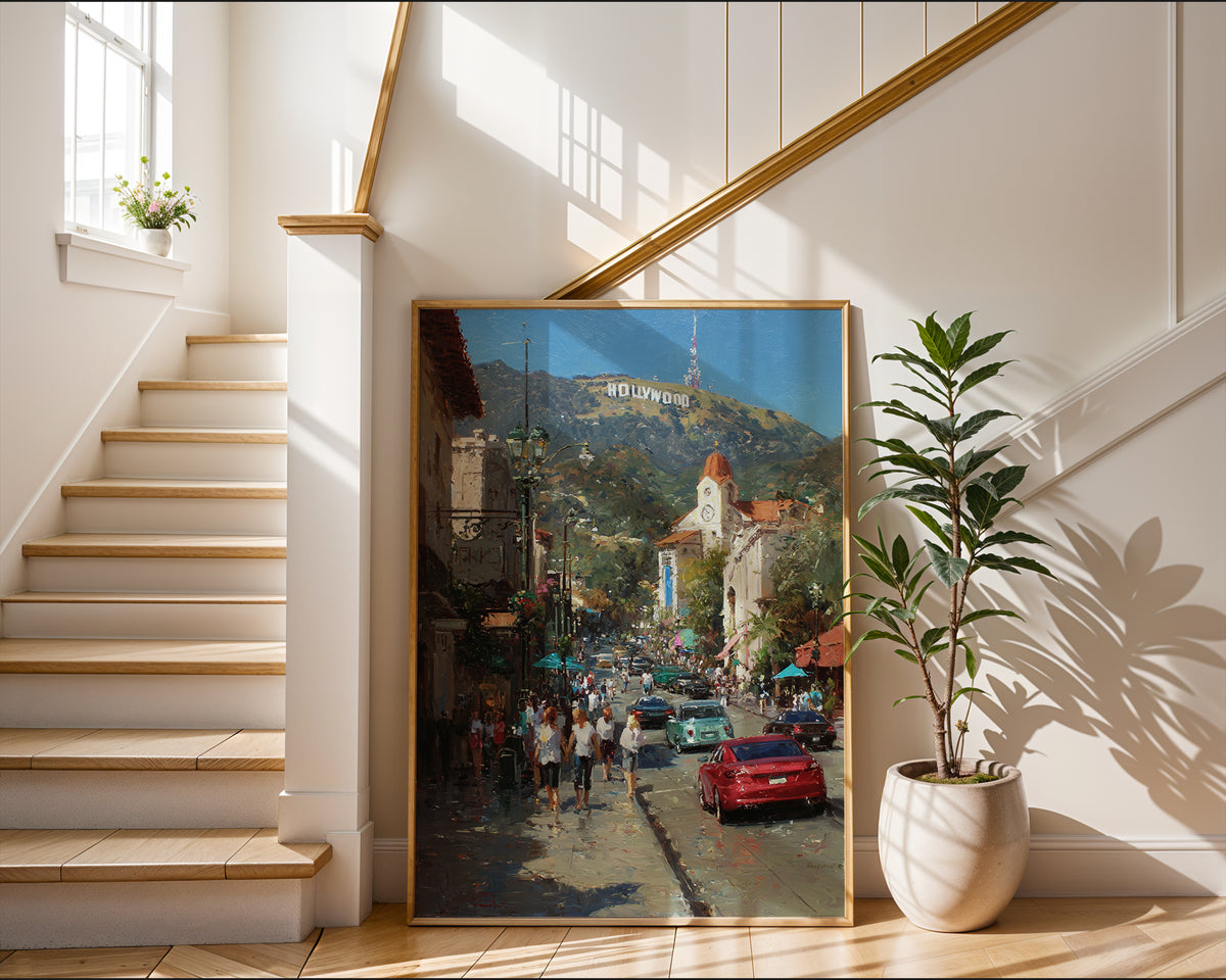 Hollywood Street Life – Vibrant LA Cityscape Wall Art Print - Just Great Posters
