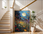 Moonlight Over Wildflowers – Dreamy Night Meadow Wall Art Print - Just Great Posters