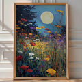 Moonlight Over Wildflowers – Dreamy Night Meadow Wall Art Print - Just Great Posters