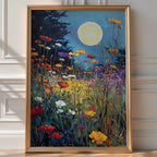 Moonlight Over Wildflowers – Dreamy Night Meadow Wall Art Print - Just Great Posters