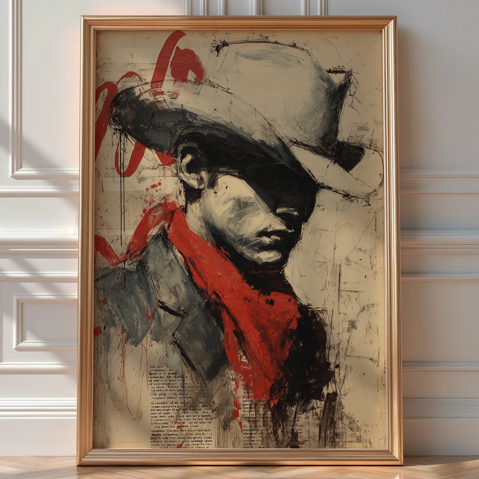 Moody Cowboy Portrait Poster – Bold Western Wall Art with Red Bandana - Just Great Posters
