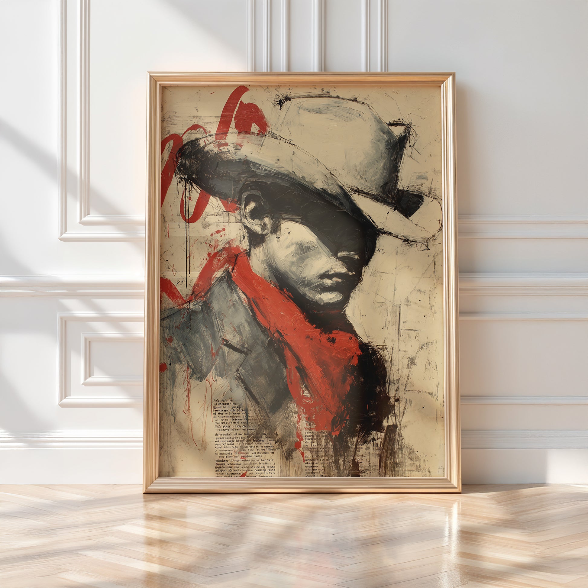 Moody Cowboy Portrait Poster – Bold Western Wall Art with Red Bandana - Just Great Posters