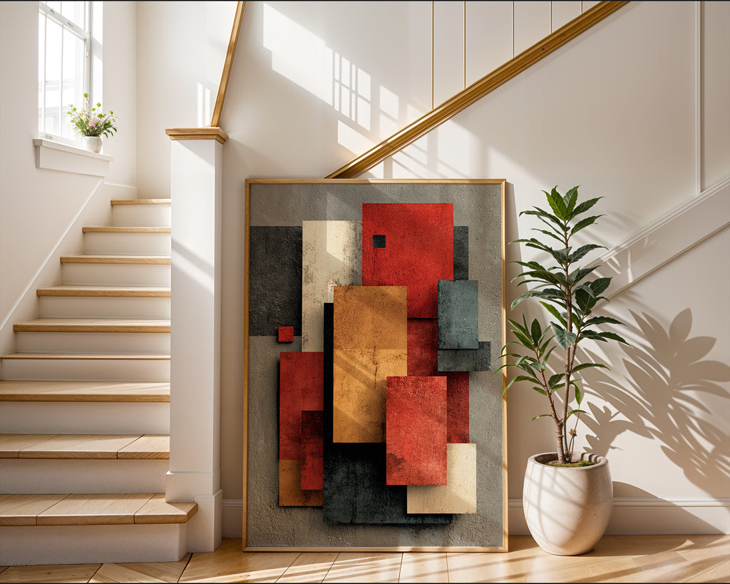 Rust & Ochre Abstract Print – Modern Autumn Wall Art in Earthy Tones - Just Great Posters