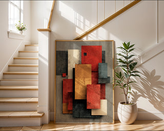 Rust & Ochre Abstract Print – Modern Autumn Wall Art in Earthy Tones - Just Great Posters