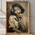 Girl with Cigar Poster Print - Moody Monochrome Portrait Art Print - Just Great Posters
