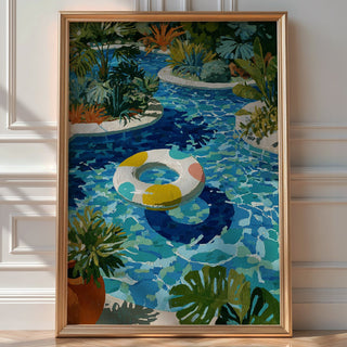 Tropical Pool Float – Colorful Lazy River Art Print - Just Great Posters
