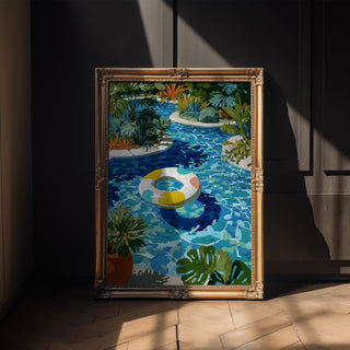 Tropical Pool Float – Colorful Lazy River Art Print - Just Great Posters
