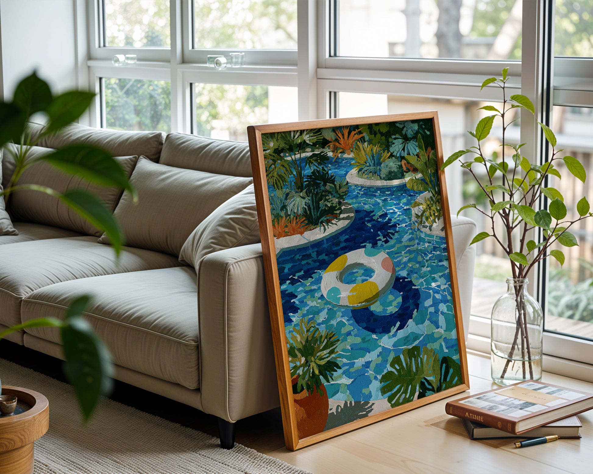 Tropical Pool Float – Colorful Lazy River Art Print - Just Great Posters