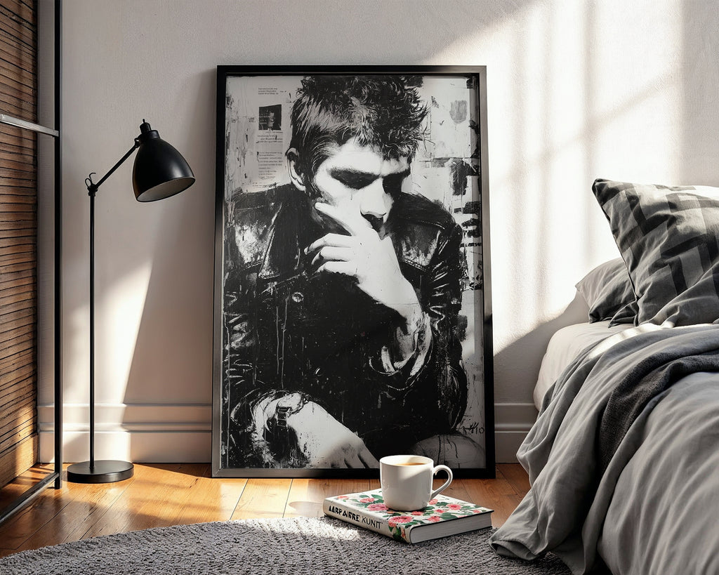 Punk in Thought – Black & White Grunge Portrait Poster - Just Great Posters