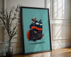 Red Admiral Butterfly on Blue – Hyperreal Insect Study - Just Great Posters