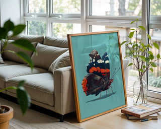 Red Admiral Butterfly on Blue – Hyperreal Insect Study - Just Great Posters