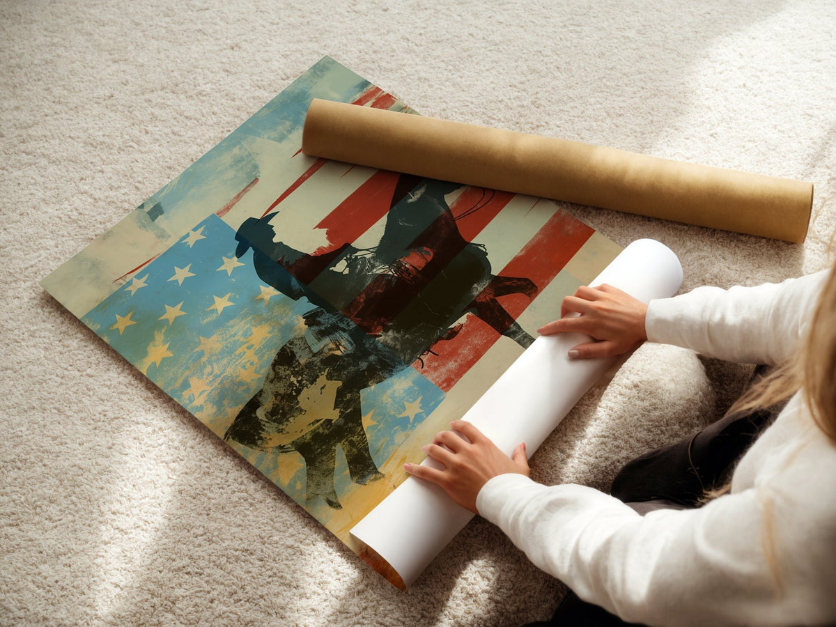 American Cowboy Flag Poster - Just Great Posters