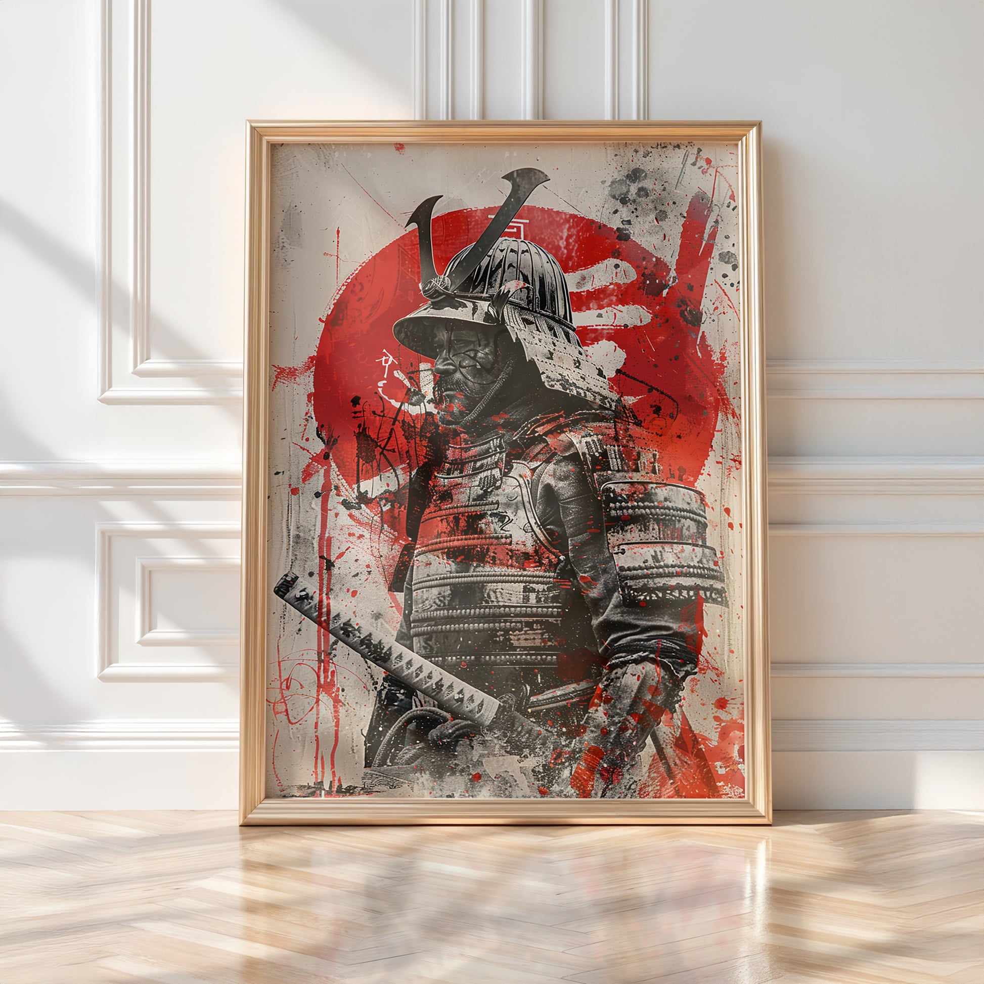 Samurai Warrior in Armor Poster – Japanese Katana Art Print - Just Great Posters