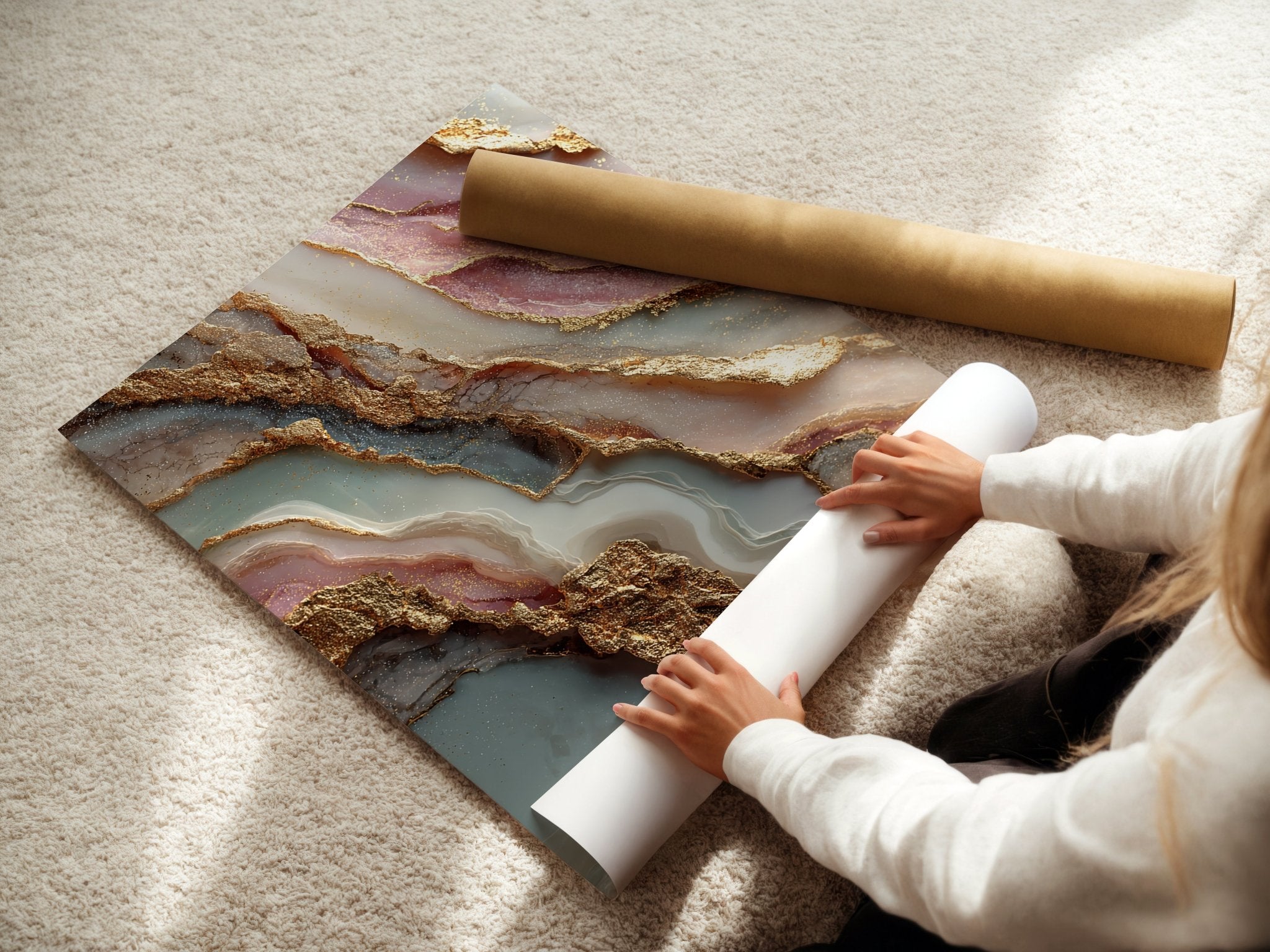 Gilded Strata – Abstract Geode - Inspired Texture Art Print - Just Great Posters